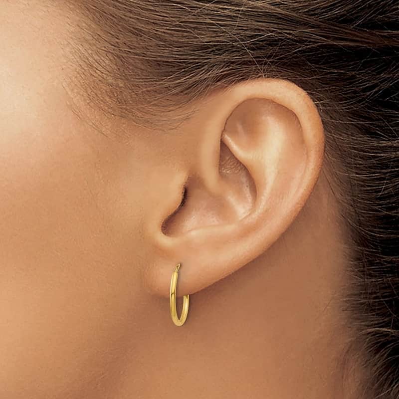 Curata 14k Yellow Gold 14x14mm Endless Hoop Earrings