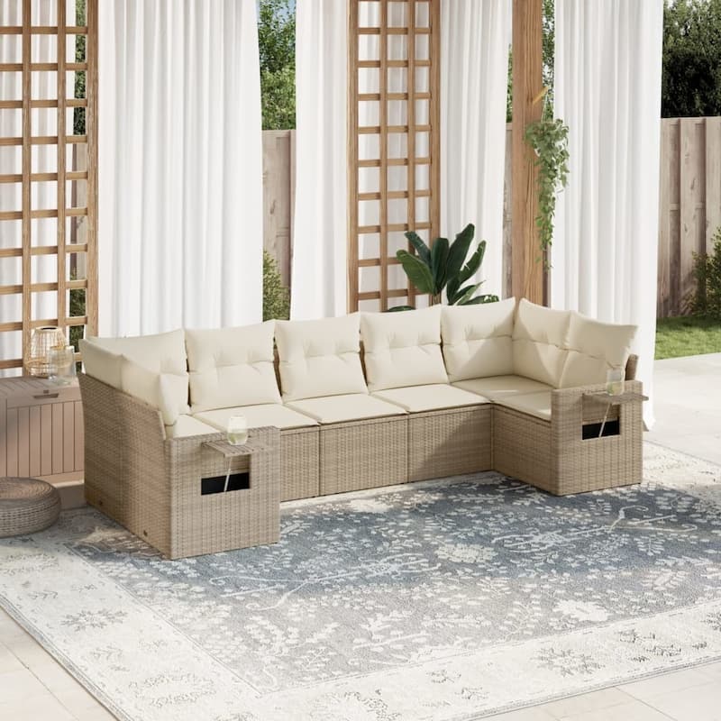 vidaXL Garden Sofa Set - 24.4 x 33.5 x 27.2 - Beige and cream