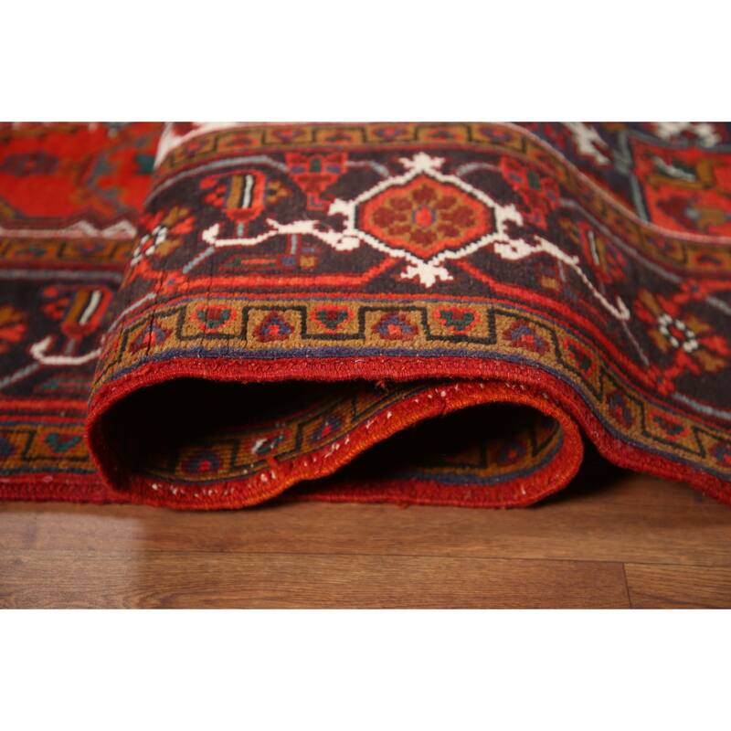 Hand Knotted Oriental 100% Wool Carpet Traditional Medallion Red Heriz Area Rug - 9' 8'' X 6' 7''
