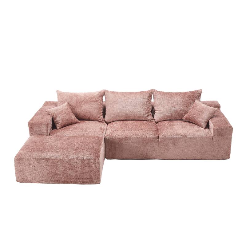 Floor Standing Chaise Lounge Couch L-shape Sectional Sofa with Ottoman