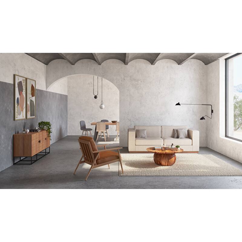 NADAAL STUDIOS Pia Coffee Table, Round, Solid Acacia Wood, Handcrafted, Natural Wood Grain & Knots, Small, Black