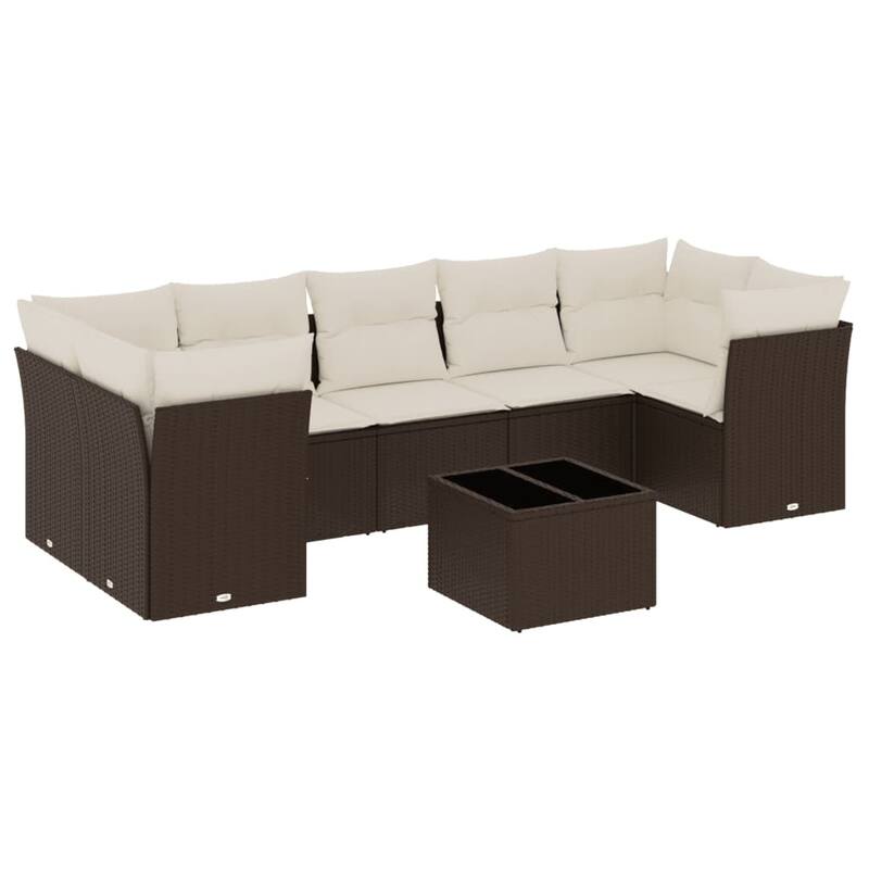 vidaXL Garden Sofa Set Brown, Cream white - 21.7 x 21.7 x 14.6