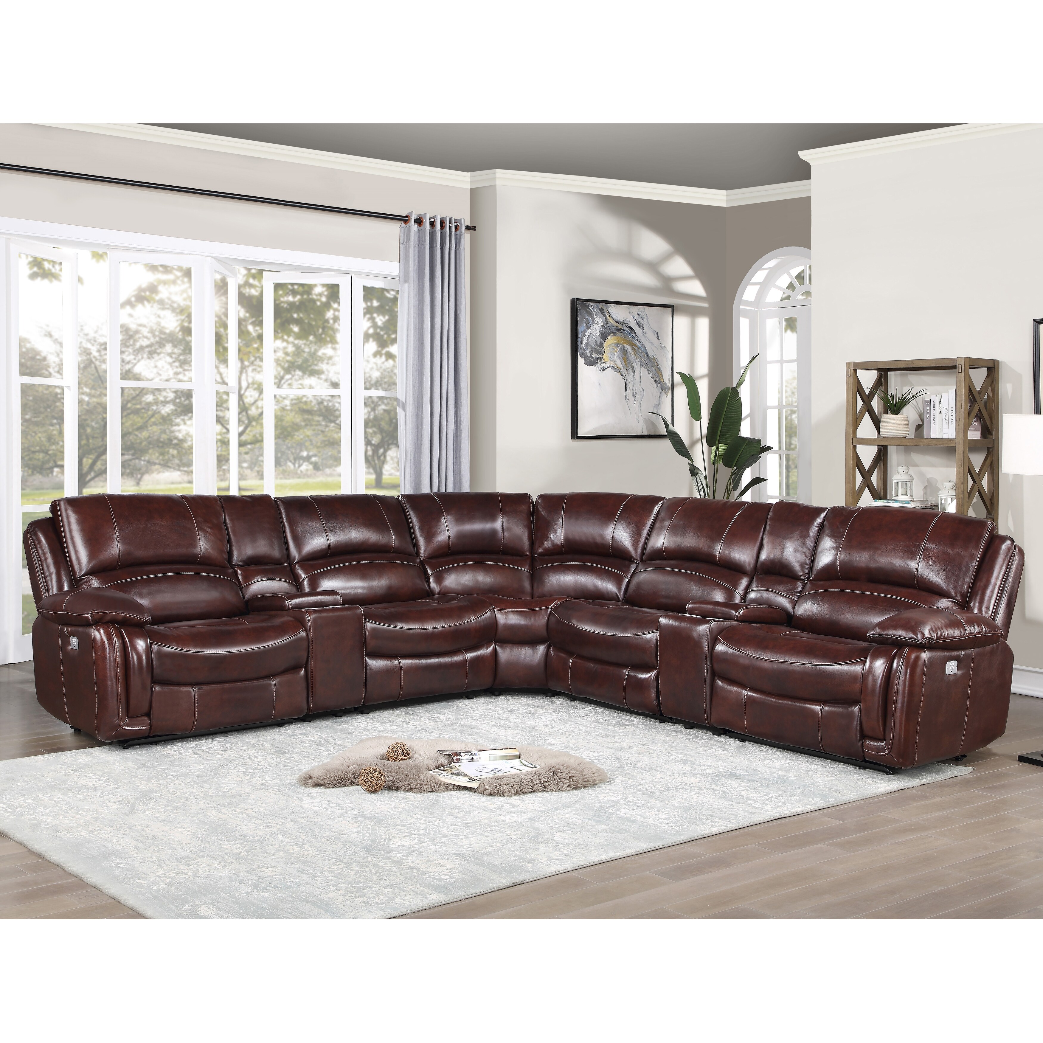 Copper Grove Douglas 7 piece Leather Power Reclining Sectional Bed Bath Beyond 37064369