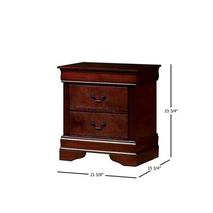 Nightstand with 2 Drawers, Wooden Bedroom Coffee Table, Sofa Side Table with Nickle Hanging Pulls & Bracket Feet