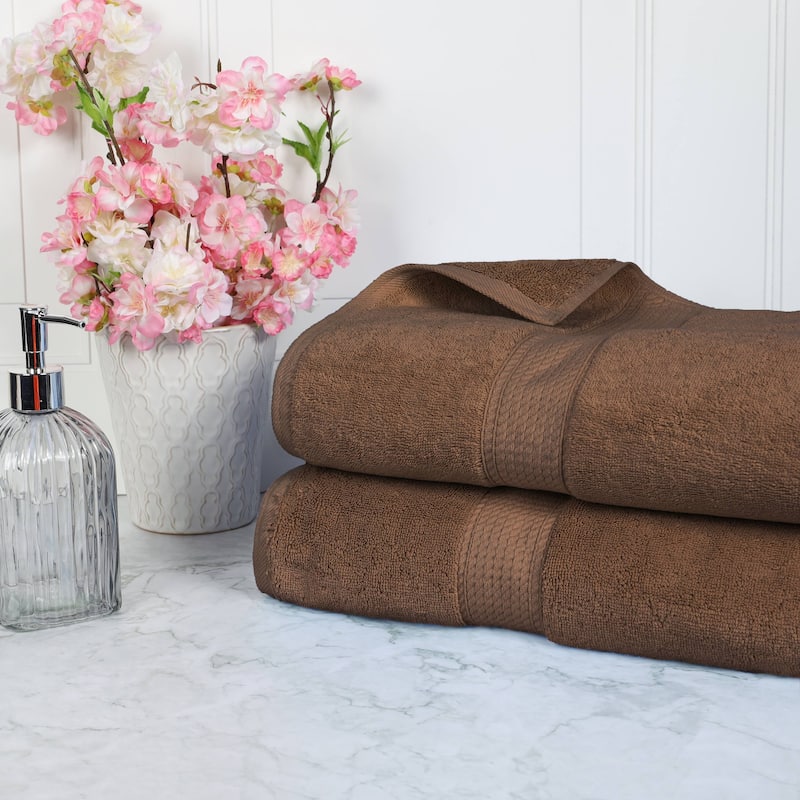 Superior Egyptian Cotton Pile Heavyweight Bath Sheet Set of 2 - Chocolate