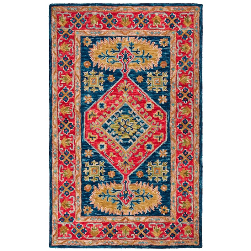 SAFAVIEH Handmade Aspen Anicette Bohemian Wool Rug - 7' Square - Red/Blue