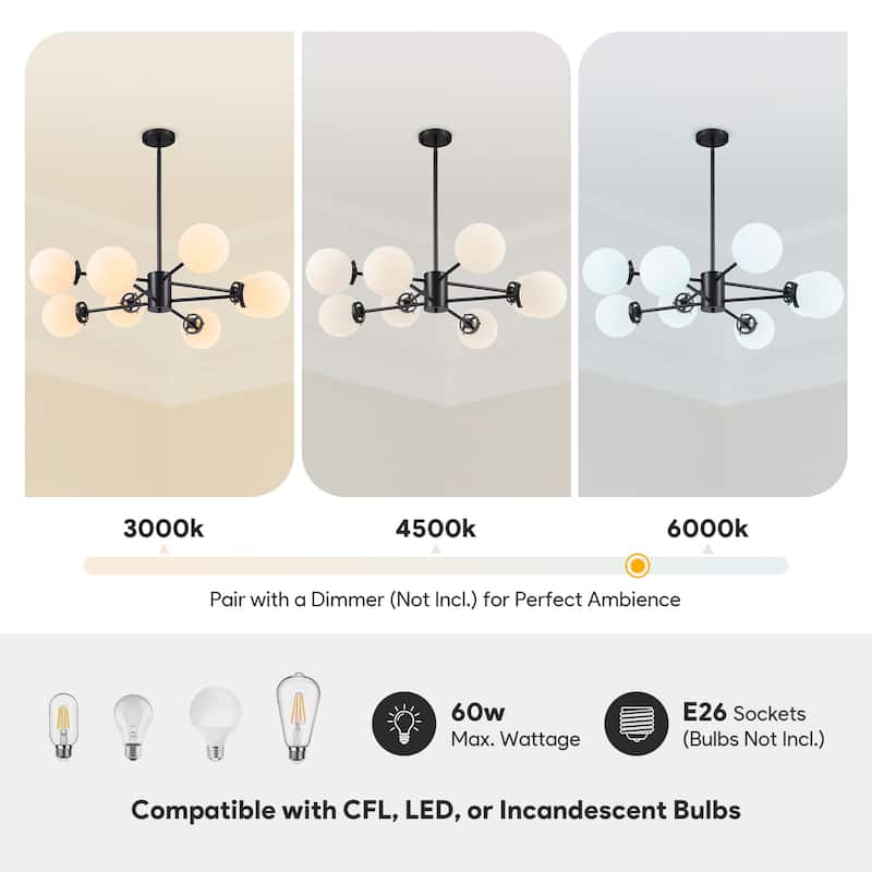 CO-Z Modern Linear Sputnik Pendant Chandelier (6/8/12 - Light)