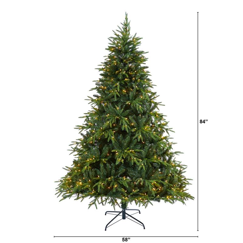 7ft. Fir Look Artificial Christmas Tree with 500 Clear LED Lights & 2552 Tips - Majestic Seasonal Holiday X-Mas Display