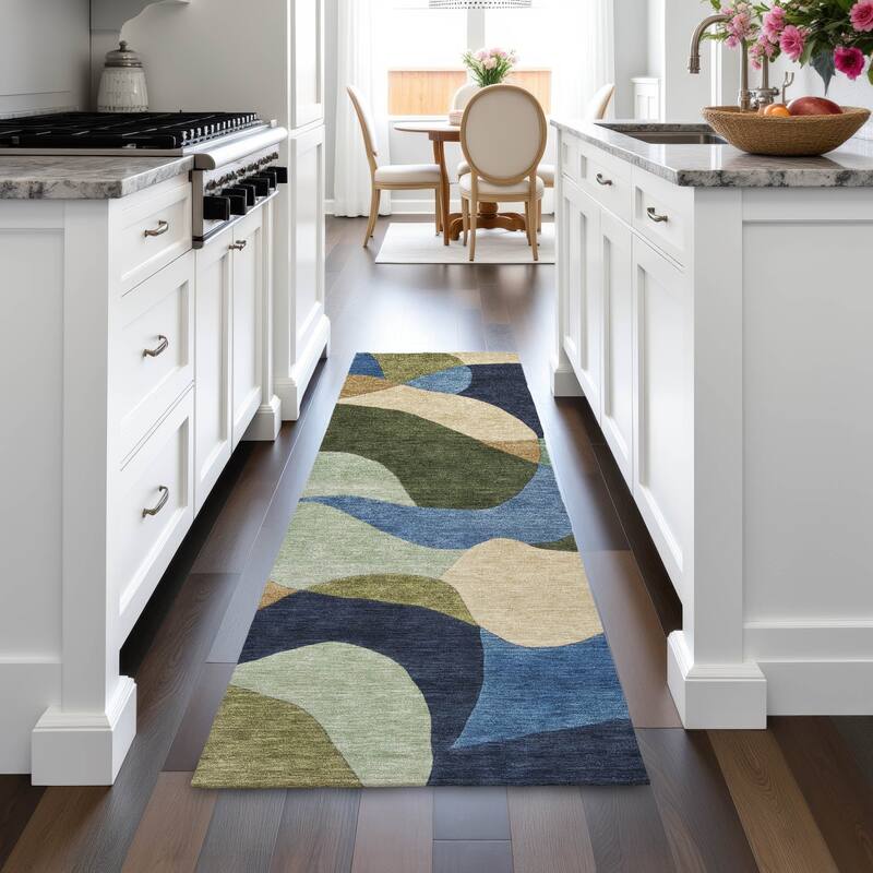 Machine Washable Indoor/Outdoor Modern Century Chantille Rug