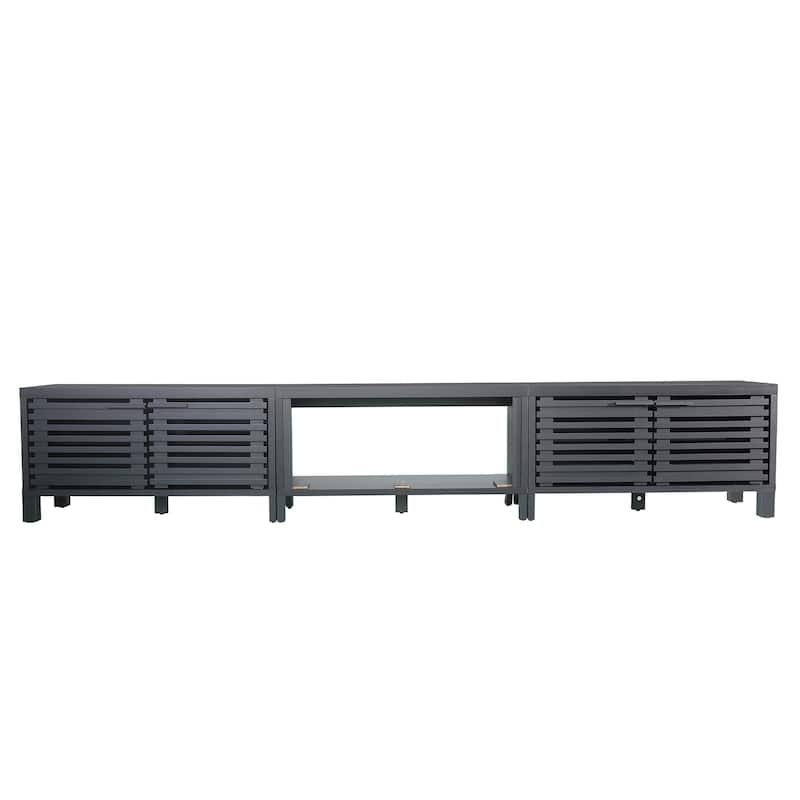 115" Modern Black Rectangular Storage TV Stand Media Console for TV's up to 120"