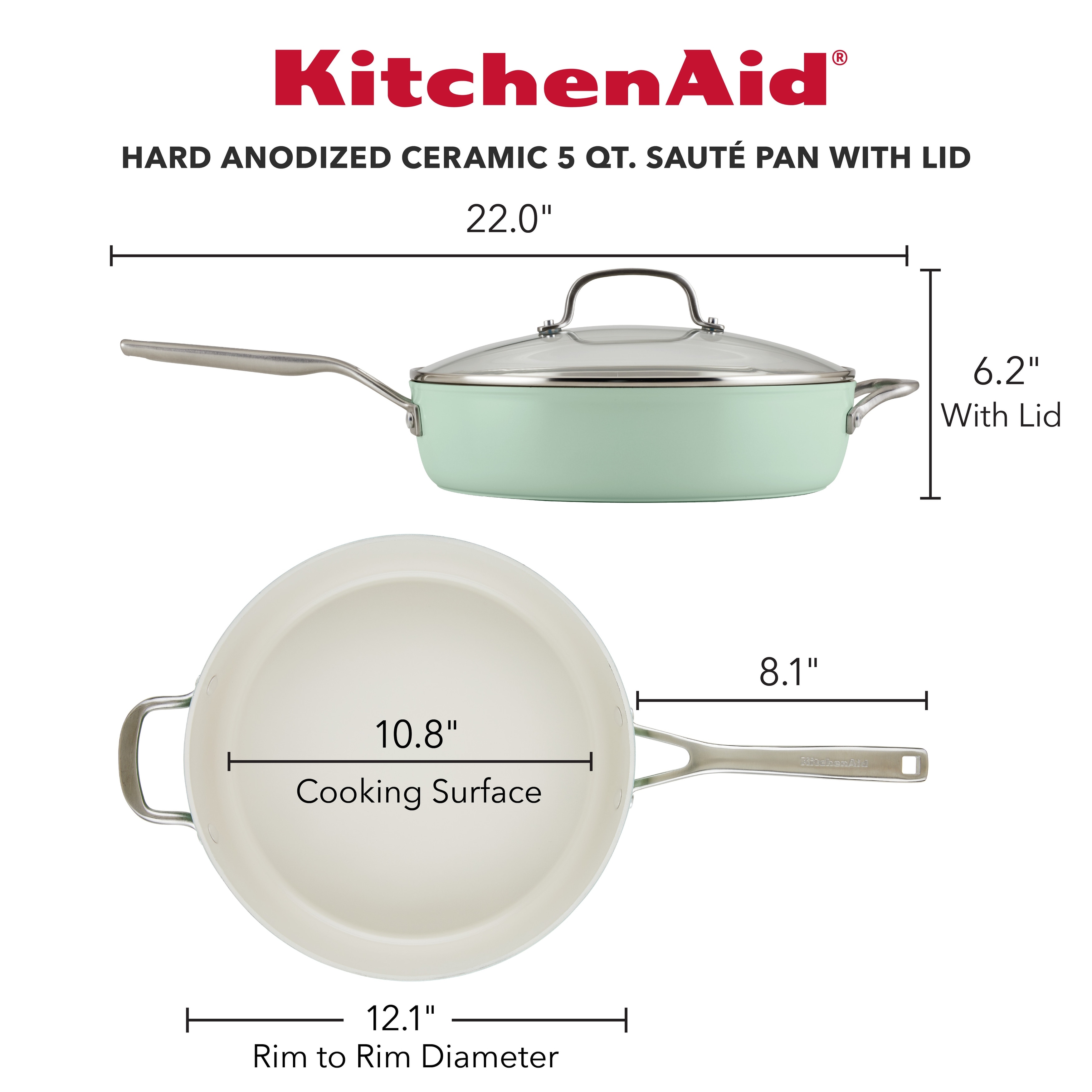 Kitchenaid Hard Anodized 5qt Nonstick Ceramic Saute Pan With Lid