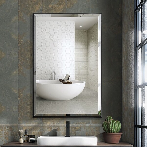 鏡 BROOKS WALL MIRROR Amazon.com: BEAUTYPEAK Black Bathroom Wall Mirror - 24