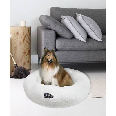 Bessie and Barnie Ultra Plush Deluxe Comfort Pet Dog & Cat White Snuggle Bed- Machine Washable, Made in the USA