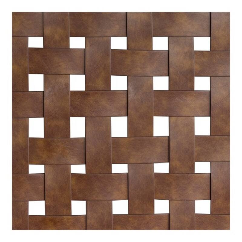 Roomfitters Woven Faux Leather Bed, Mid Century Modern Queen Size Wood Frame, Platform Headboard Furniture, Natural