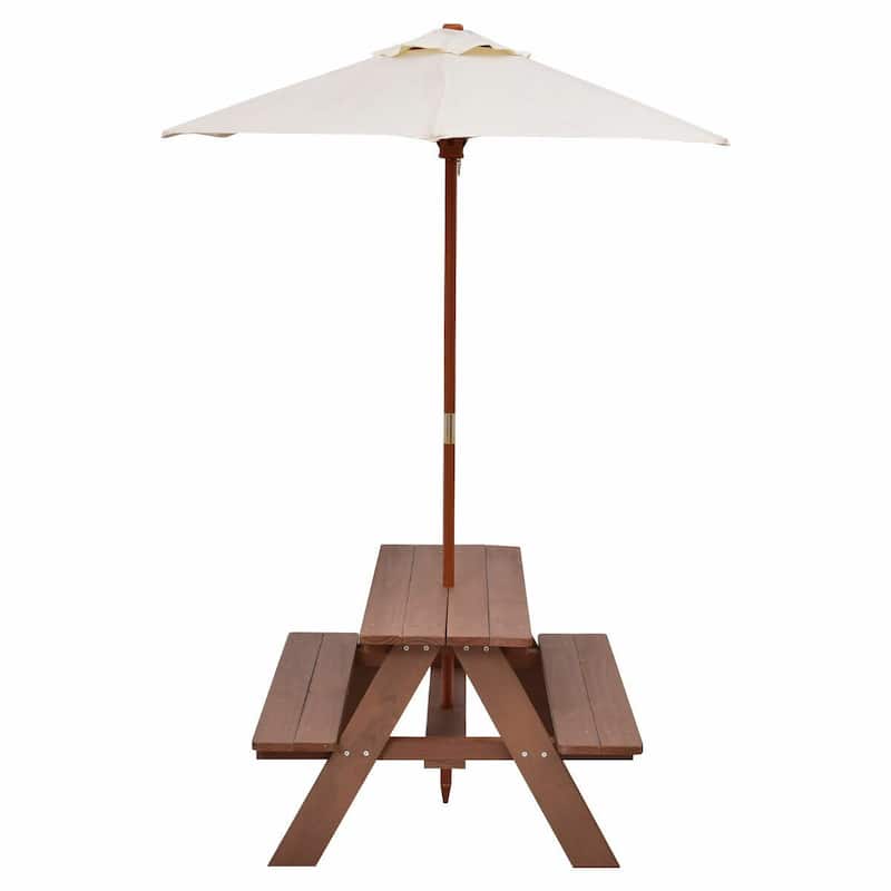 Gymax Children Outdoor 4 Seat Kids Picnic Table Bench with Folding