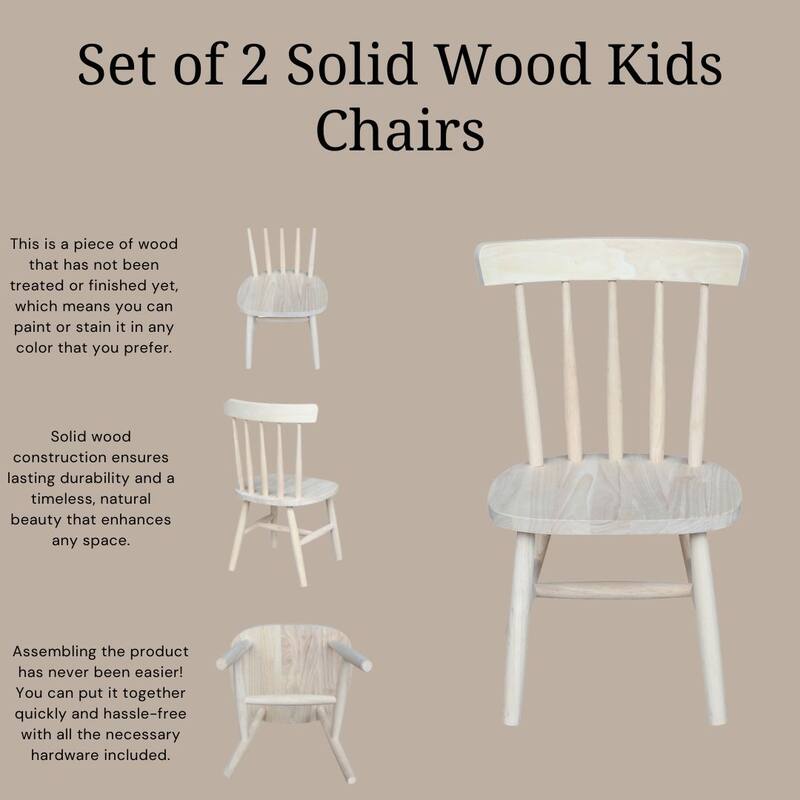 International Concepts Solid Wood Kids Chairs - Set of 2