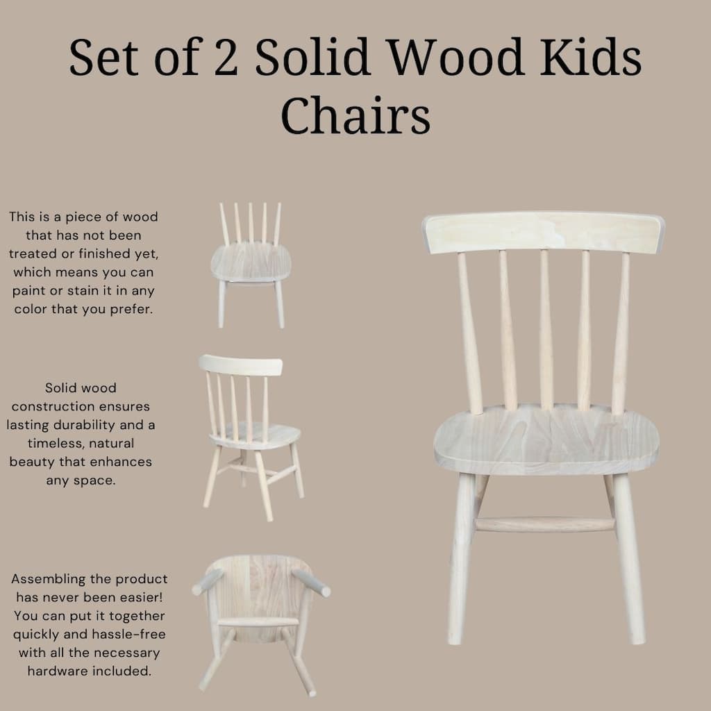International Concepts Solid Wood Kids Chairs - Set of 2