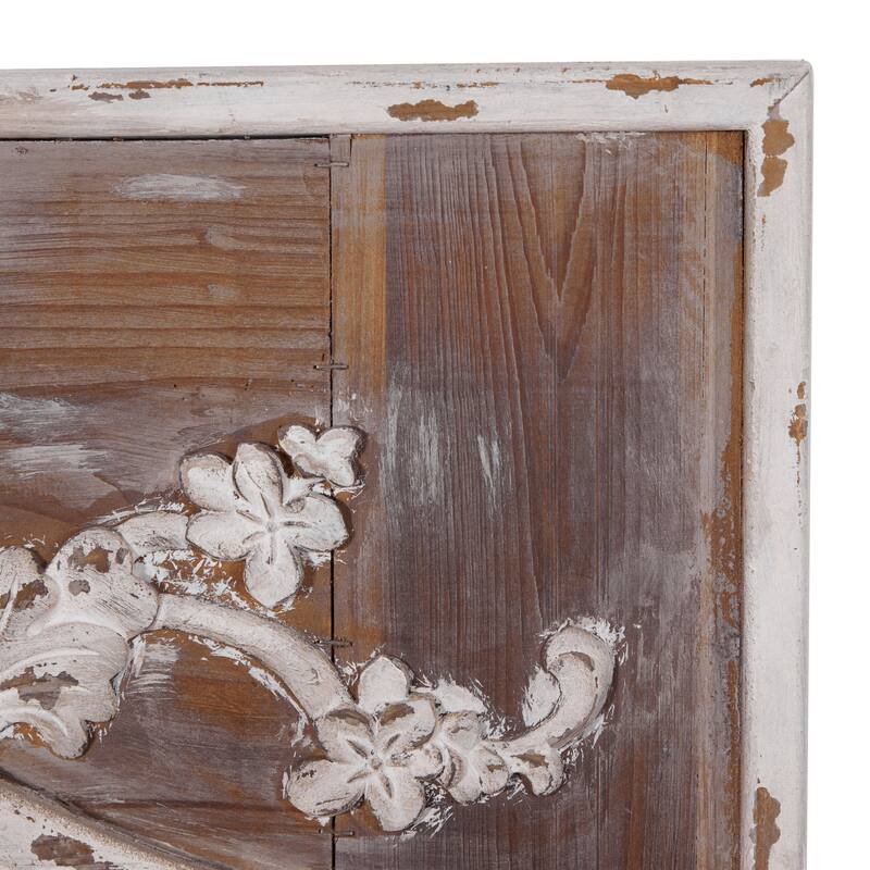 Brown Wood Carved Acanthus Floral Wall Mirror