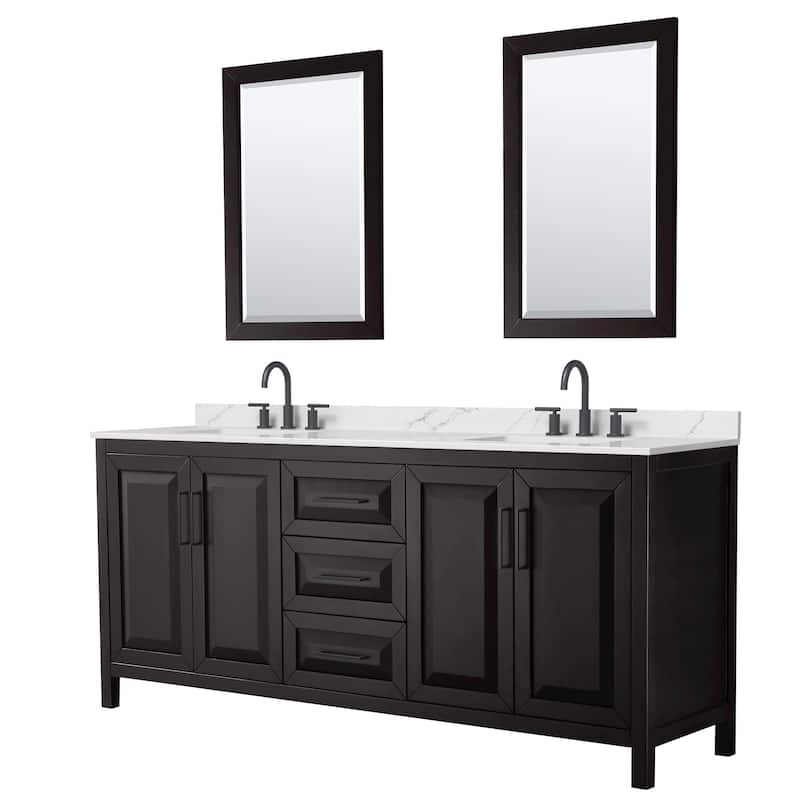 Wyndham Collection WCV252580D-QTZ-US3M24 Daria 80" Free Standing - Dark Espresso / Giotto Quartz Top / Matte Black