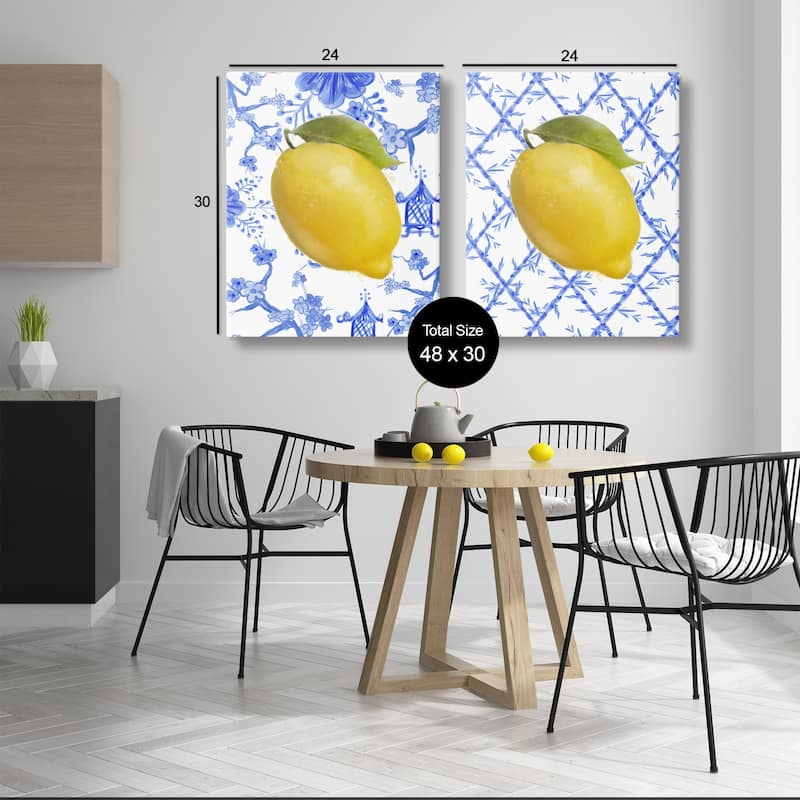 Stupell Classic Chinoiserie Lemons Canvas Wall Art Design By Matthew Piotrowicz (Set of 2)