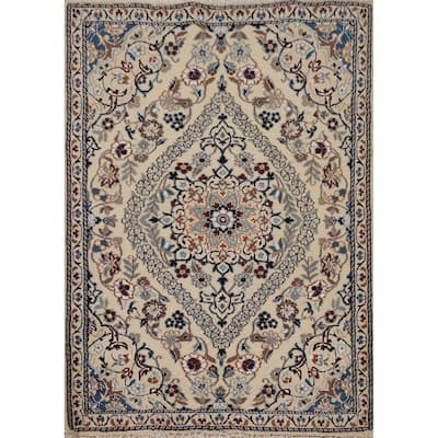 Traditional Floral Nain Foyer Rug Hand-Knotted Wool Carpet - 2'11" x 4'4"