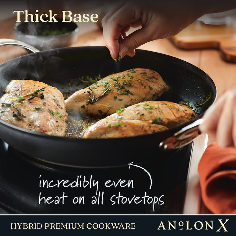Anolon X Hybrid Nonstick Induction Frying Pan With Helper Handle, 12-Inch, Charcoal Gray
