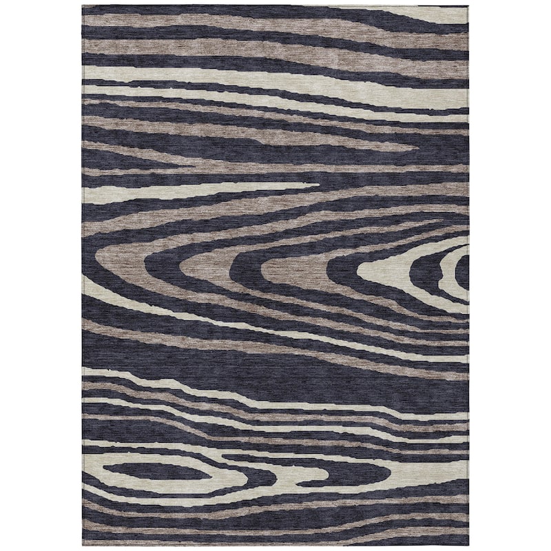 Machine Washable Indoor/ Outdoor Abstract Illusion Chantille Rug