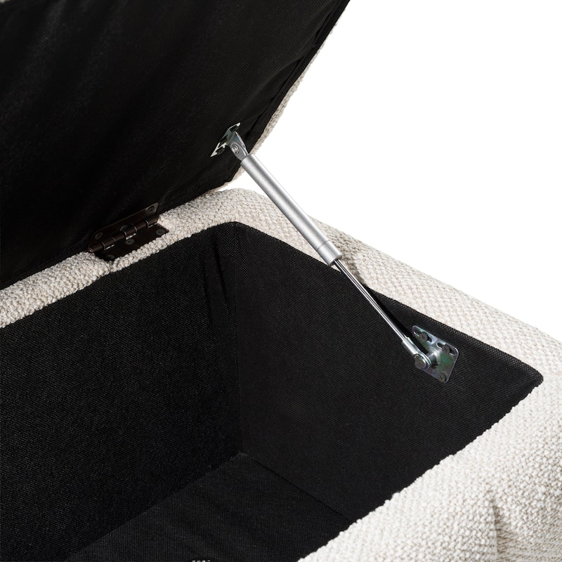 Modrest Harris Modern Off-White Fabric Bench w/ Storage