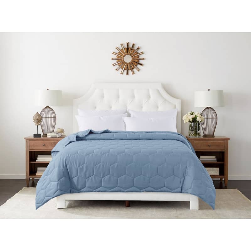 Honeycomb Stitch Down Alternative Blanket - Twin - Light Blue