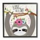preview thumbnail 1 of 6, Stupell Hang With Me Sloth and Flowers, Framed Giclee, 12 x 1.5 x 12, Made in USA - Multi-color - 12 x 12 12 x 12
