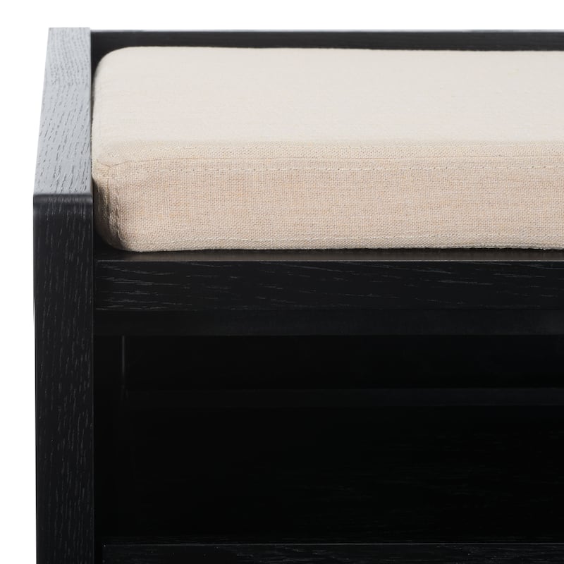 SAFAVIEH Roseanna Shoe Storage Bench Oak / Beige - 34" W x 18" D x 21" H - 34Wx18Dx21H
