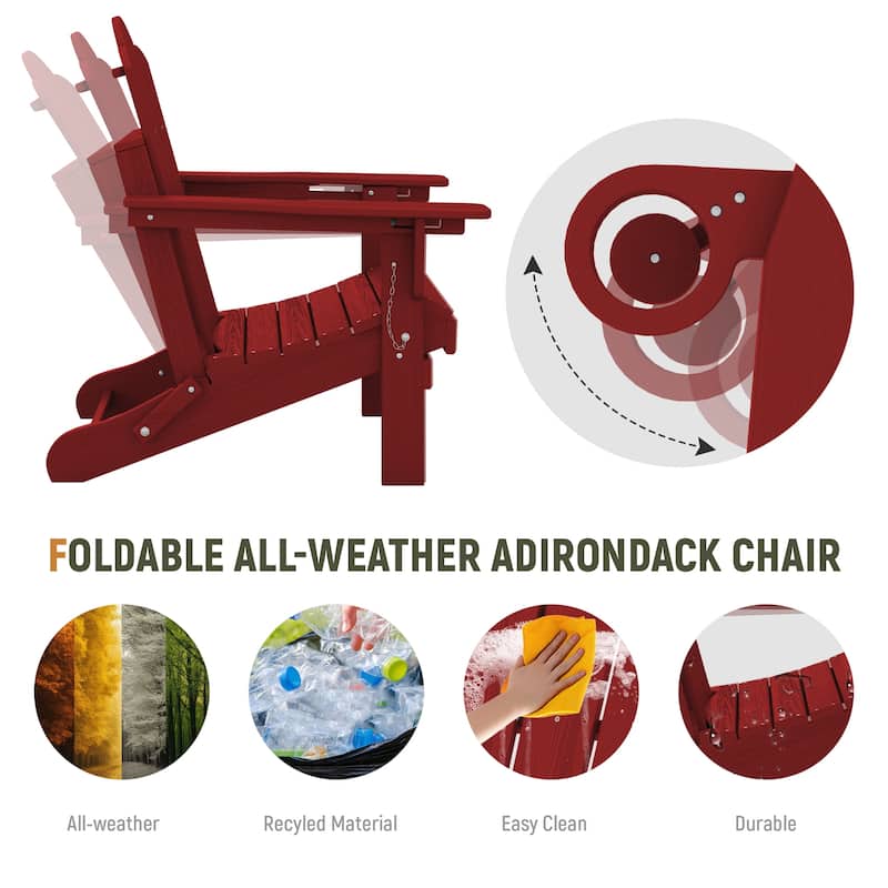 HDPE Plastic Outdoor/Indoor Adjustable Folding Adirondack Chair