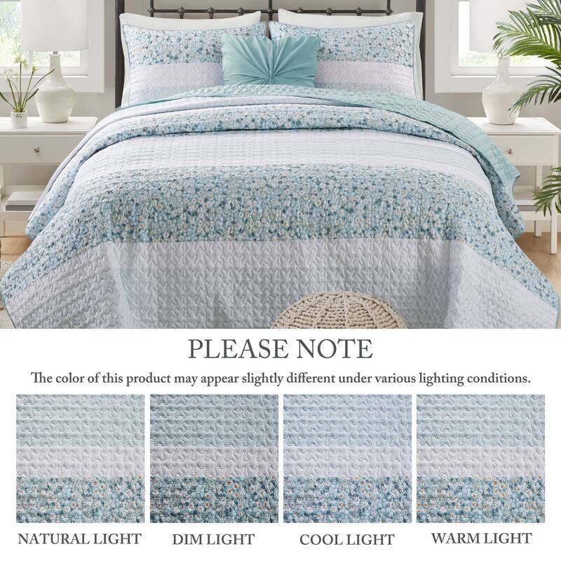 Madison Park Evian 4 Piece Seersucker Quilt Set with Throw Pillow