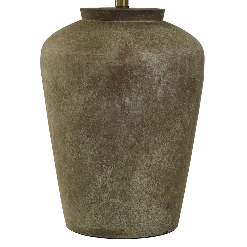 Patina Cotta - Rustic Cement Table Lamp - Aged Brown Finish - Heathered Oatmeal Shade