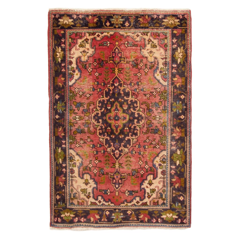ECARPETGALLERY Hand-knotted Antalya Vintage Red Wool Rug - 3'2 x 4'11