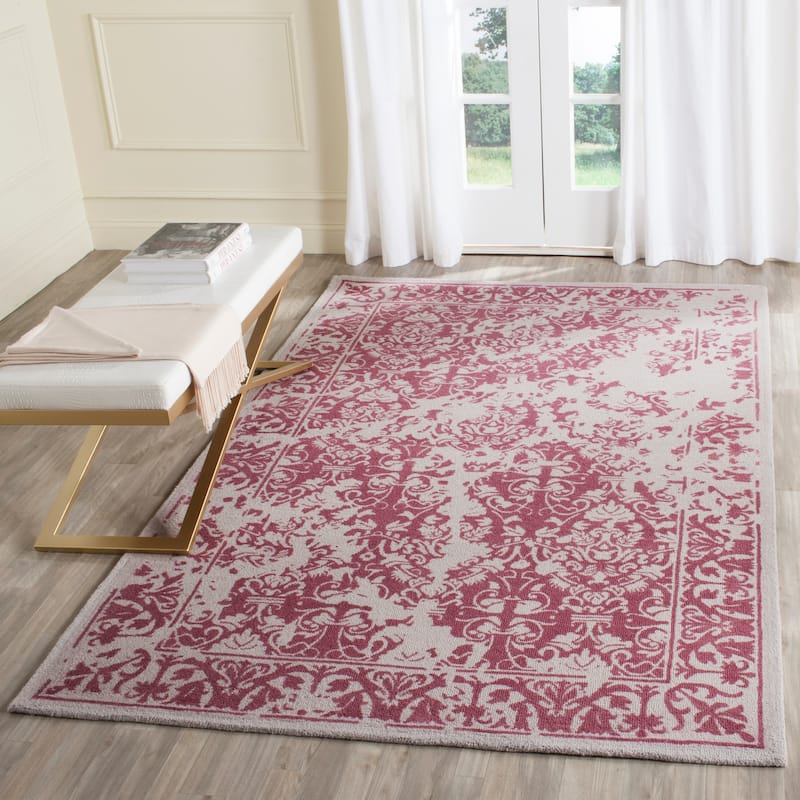 SAFAVIEH Handmade Restoration Vintage Distressed Boho Amani Oriental Wool - 4' x 6' - Silver/Purple - Runner/Rectangle