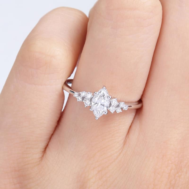 Miadora 14k White Gold 1/2ct TDW Diamond Marquise Engagement Ring