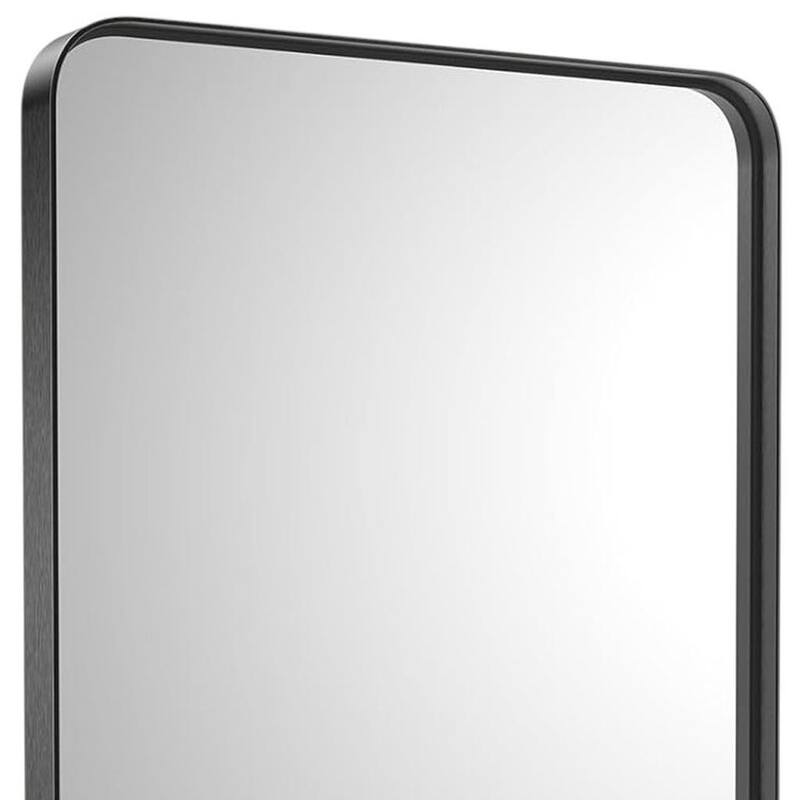 HomeRoots 35" Black Metal Floating Framed Bathroom Vanity Mirror - 23.60 in. x 35.40 in. x 1.30 in.