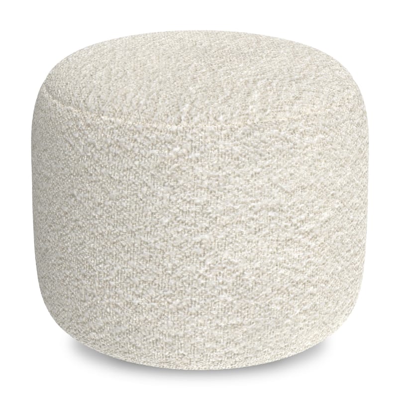 WYNDENHALL Lyanna 18 inch Wide Contemporary Pouf in White Boucle Fabric