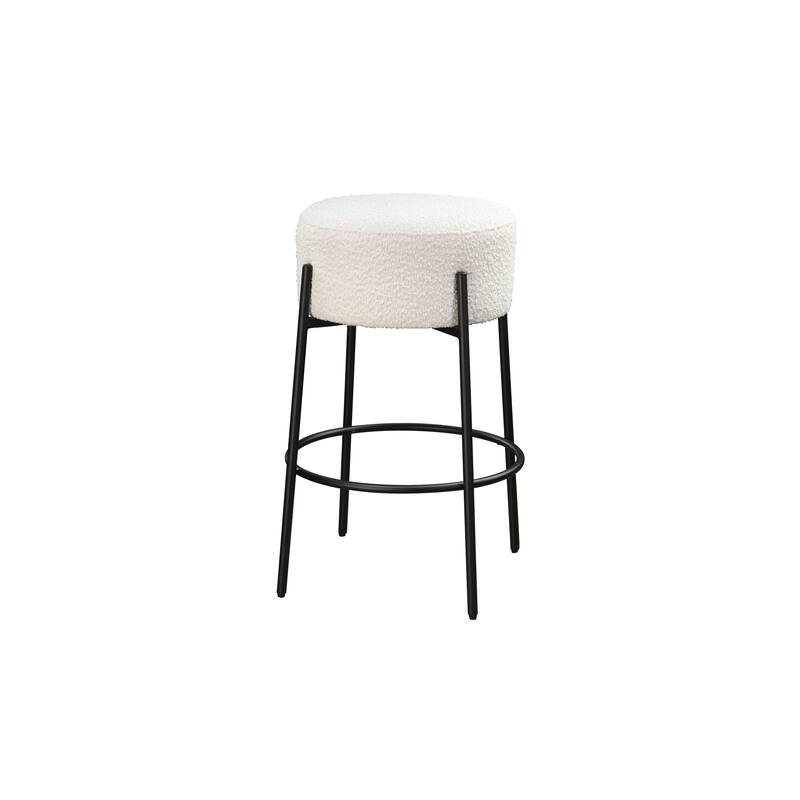 LuXeo Danica Bar Stool Black Steel Legs with Upholstered Seat (Set of 2)