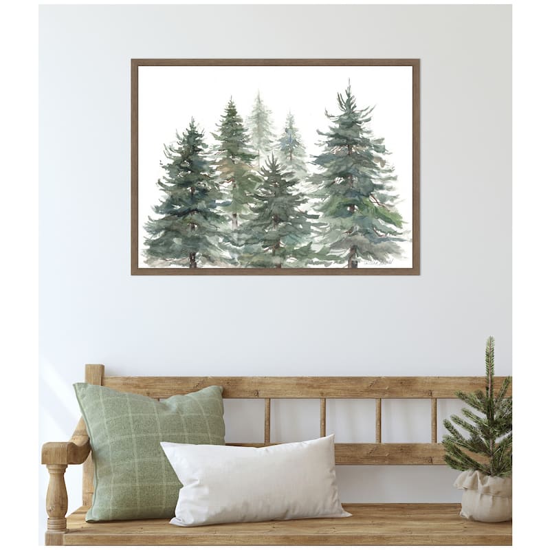 Kate and Laurel Sylvie Framed Canvas Pines And Evergreens by Patricia Shaw