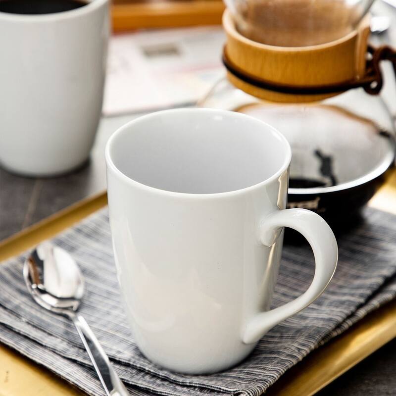 MALACASA Cafe Ivory White Porcelain Coffee Mug 11Oz (Service for 6)