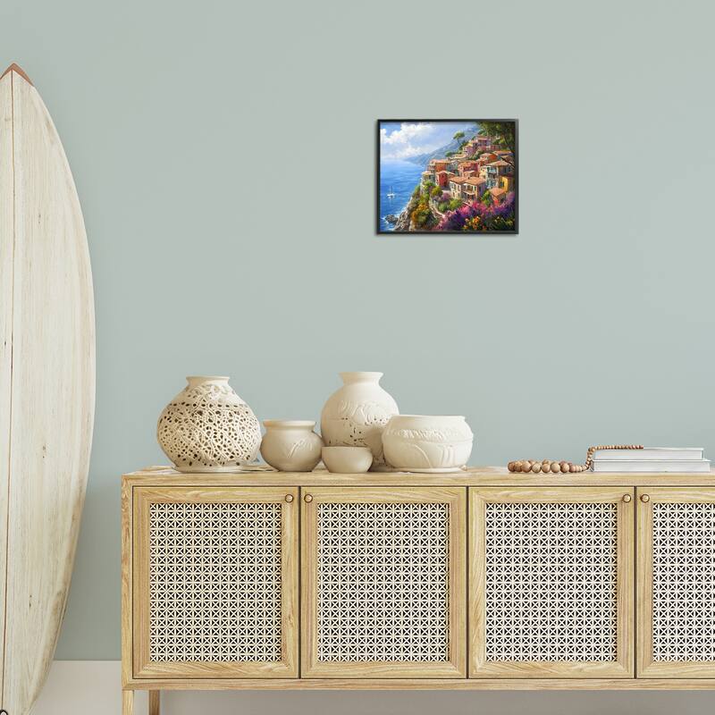 Stupell Coastal Seaside Village View Framed Giclee Art Design By Franklyn Gregory