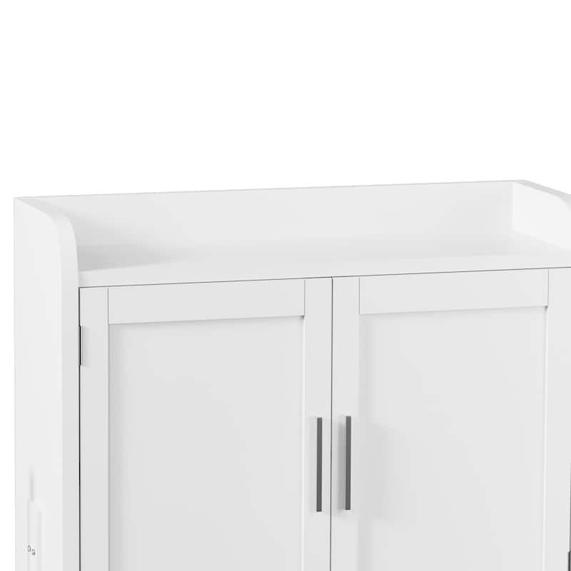 VECELO Bathroom Wall Cabinet Over Toilet Storage Cabinet Medicine Cabinet Space Saving with 2 Doors Open Shelves Towel Bars