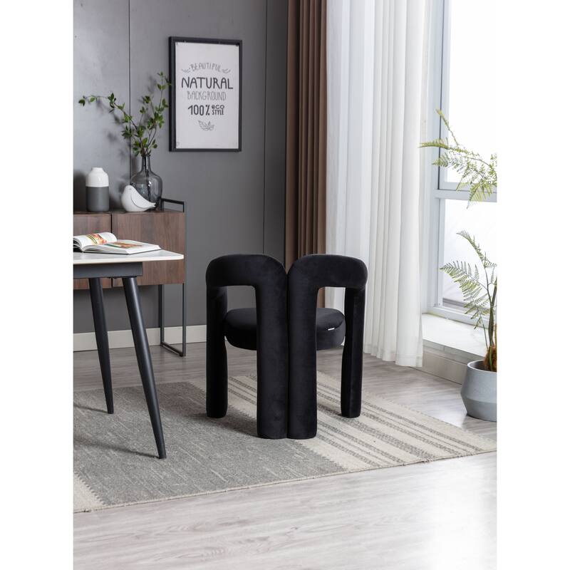 Black 25.2" Accent Chair with Curved Backrest (Set of 2)