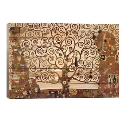 The Tree of Life Print On Wood by Gustav Klimt - Multi-Color