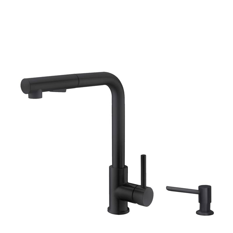 STYLISH Pull Down Kitchen Faucet + Soap Dispenser - Matte Black Finish