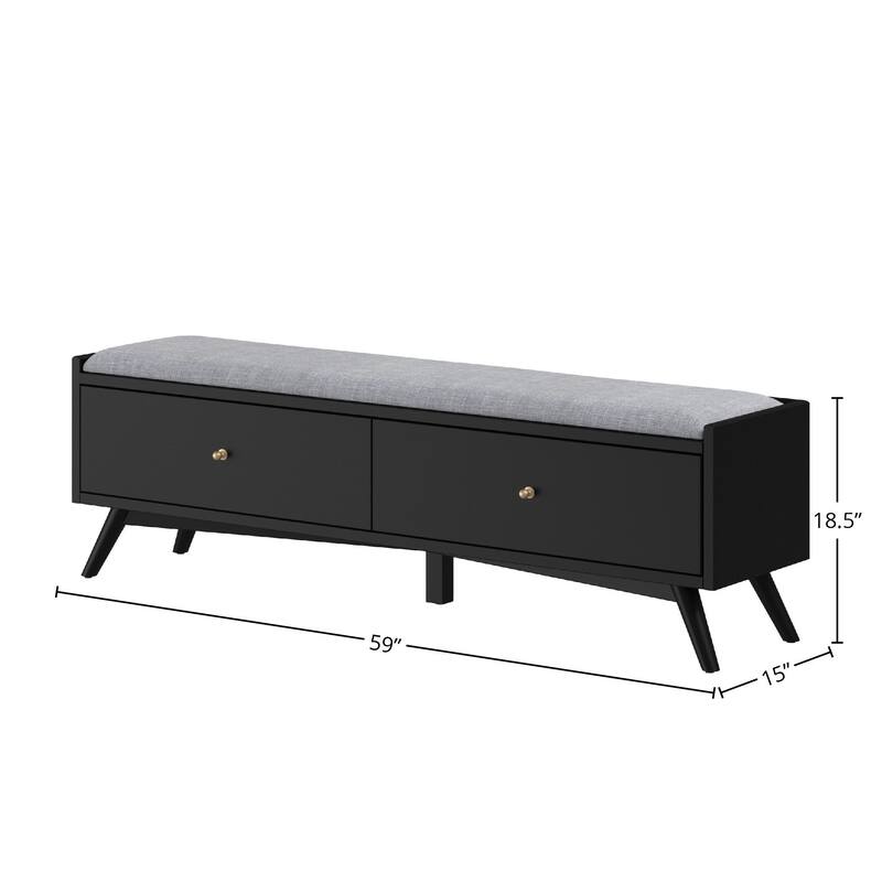 Alpine Furniture Flynn Wood Bench in Black - Black