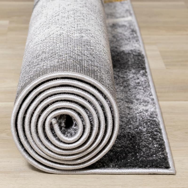 Summit Collection - Grey/White/Yellow Modern Zigzag Rug