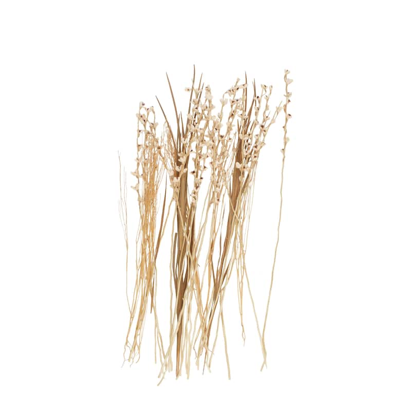 Dried Plant Tall Floral Bouquet Natural Foliage with Brown Stems - Cream - Roche River Decor